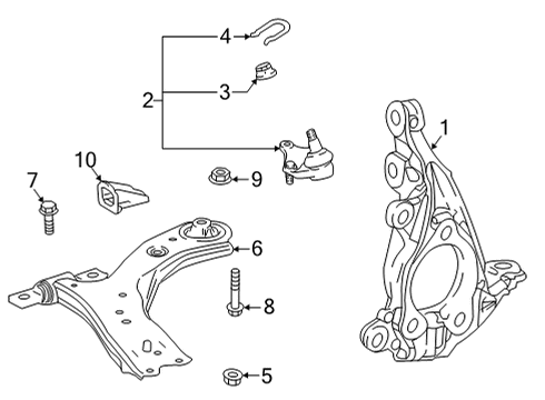 2020 Toyota Highlander Front Suspension, Lower Control Arm, Stabilizer Bar, Suspension Components Diagram