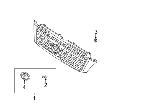 2001 Toyota Highlander Grille & Components Diagram