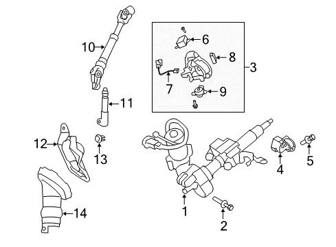 2009 Toyota Corolla Column Assy, Steering Diagram for 45250-02620