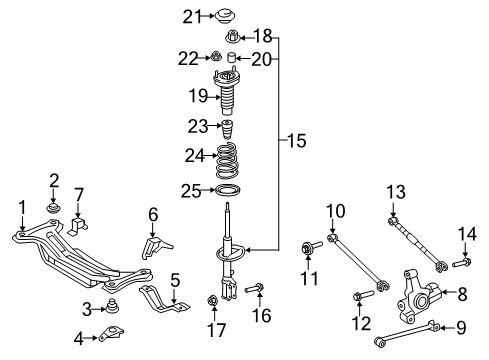 2010 Toyota Camry Support Assembly, Rear Sus Diagram for 48750-33130