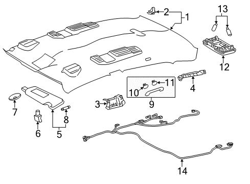 2018 Toyota Avalon Interior Trim - Roof Diagram