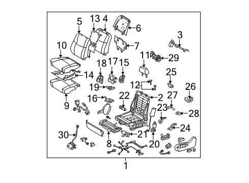 2009 Toyota Avalon Seat Back Cover, Driver Side Diagram for 71074-07210-A0