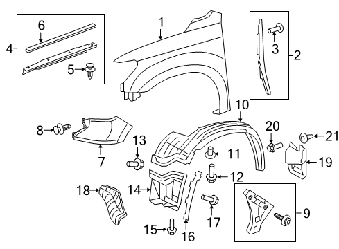 2021 Toyota Tundra Panel, Fr Fender, RH Diagram for 53811-0C061