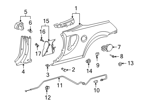 2001 Toyota MR2 Spyder Spring, Fuel Filler Opening Lid Hinge Diagram for 77366-17022