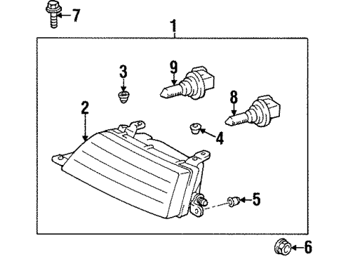 1999 Toyota Avalon Passenger Side Headlight Unit Assembly Diagram for 81130-AC010