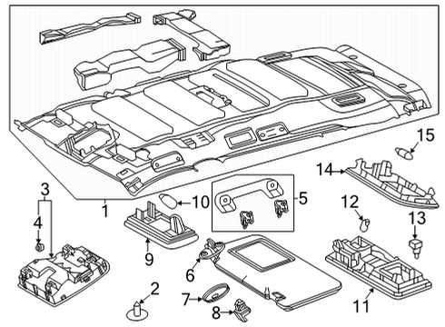 2022 Toyota Highlander Interior Trim - Roof Diagram 1 - Thumbnail