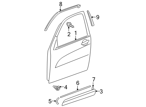 2004 Toyota RAV4 Moulding, Front Door, Outside RH Diagram for 75731-42100