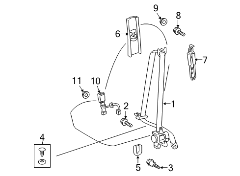 2010 Toyota Venza Front Seat Belts Diagram