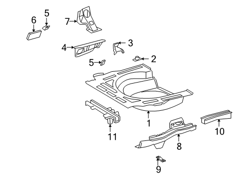 2012 Toyota Corolla Rear Body - Floor & Rails Diagram