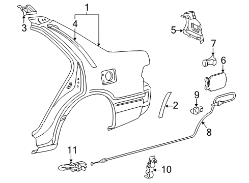 2000 Toyota Camry Protector, Quarter Panel, Front LH Diagram for 58746-33010