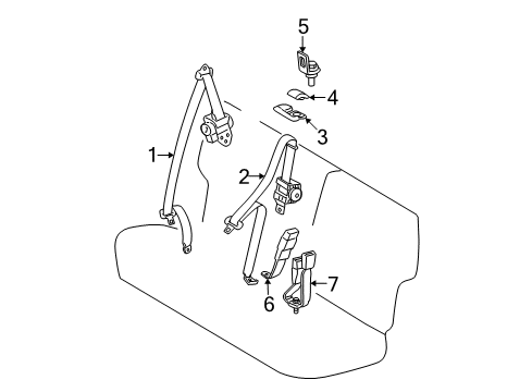 2010 Toyota Matrix Belt Assy, Rear Seat Inner W/Center, LH Diagram for 73480-02320-B0