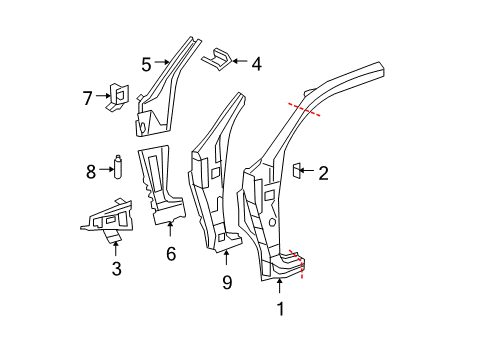 2009 Toyota Tundra Hinge Pillar, Rocker Diagram 1 - Thumbnail