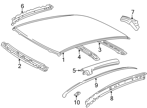 2000 Toyota Echo Rail, Roof Side, Outer LH Diagram for 61212-52040