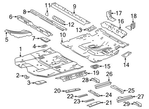 2019 Toyota Highlander Pillars, Rocker & Floor - Floor & Rails Diagram 1 - Thumbnail