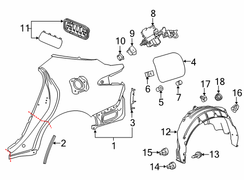 2020 Toyota Camry Quarter Panel & Components Diagram 2 - Thumbnail