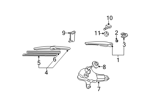 2005 Toyota RAV4 Wiper & Washer Components Diagram 1 - Thumbnail