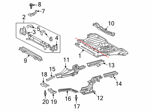 2007 Scion tC Pan, Rear Floor Diagram for 58311-63011