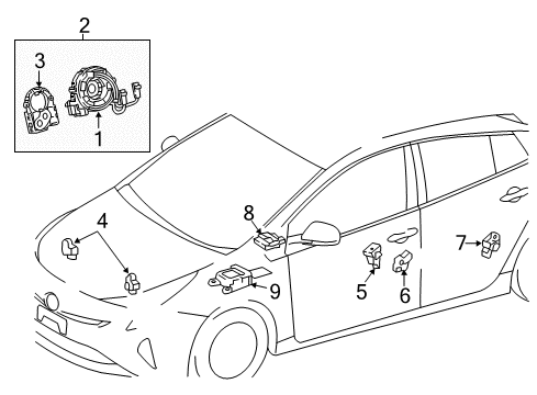 2019 Toyota Prius Prime Air Bag Components Diagram