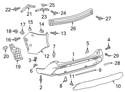 2019 Toyota RAV4 Rear Bumper Diagram 1 - Thumbnail