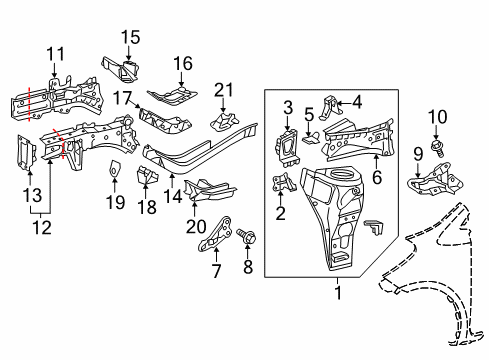 2012 Scion iQ Structural Components & Rails Diagram