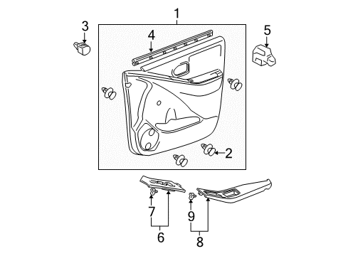 2009 Toyota Yaris Panel, Front Armrest Base, Upper LH Diagram for 74232-52250-B1