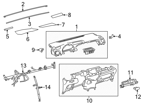 2018 Toyota Yaris Box, Instrument Panel Diagram for 55451-0D150-C1