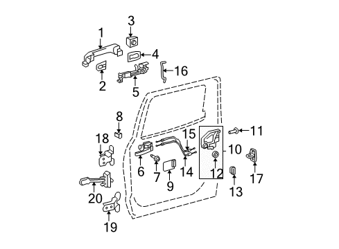 2010 Toyota Tundra Handle Sub-Assembly, Doo Diagram for 69206-0C060