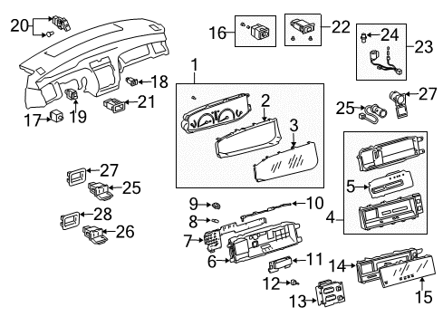 2004 Toyota Avalon Cluster & Switches, Instrument Panel Diagram 2 - Thumbnail