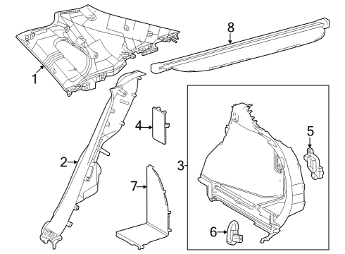 2023 Toyota bZ4X GARNISH, RR SEAT SID Diagram for 62555-42100-C0