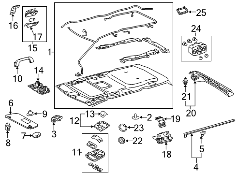 2020 Toyota Sienna Cover, Visor Bracket Diagram for 74318-08010-E0