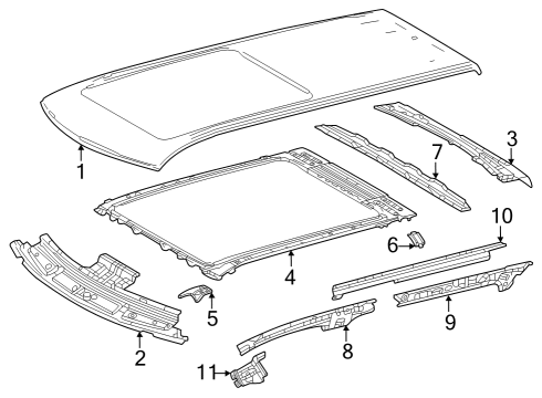 2024 Toyota Sequoia PLATE, ROOF HEADER P Diagram for 63162-0C010