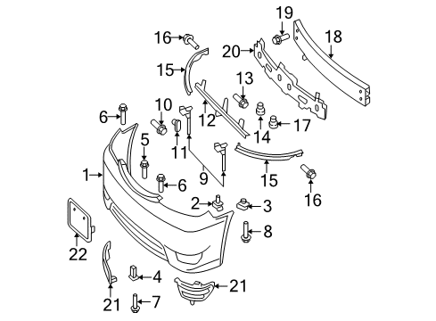 2006 Toyota Camry Support, Front Bumper Side, RH Diagram for 52115-AA020