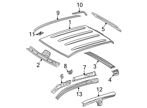 2008 Toyota Tundra Seal, Roof Drip Side Diagram for 75565-0C010