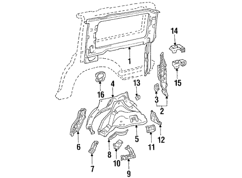 1991 Toyota 4Runner Inner Structure - Quarter Panel Diagram 2 - Thumbnail