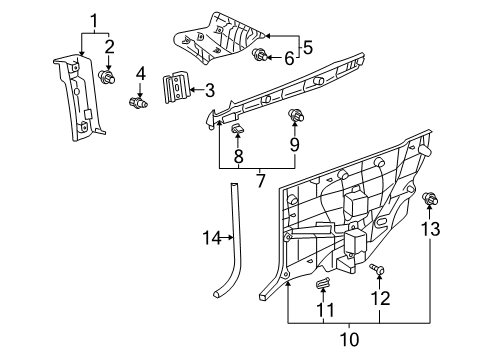 2004 Toyota Solara Garnish Assy, Roof Side, Inner RH Diagram for 62470-AA050-B1