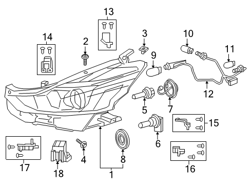 2015 Toyota Prius V Driver Side Headlight Unit Assembly Diagram for 81070-47670