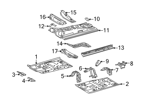 2014 Scion xD Pillars, Rocker & Floor - Floor & Rails Diagram