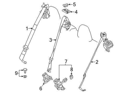 2019 Toyota Corolla Belt Assembly, Rear Seat Diagram for 73360-02560-B0