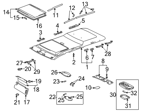 2005 Toyota Sequoia Visor Assembly, Right Diagram for 74330-0C010-B7