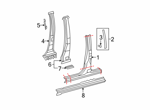 2011 Toyota Tundra Center Pillar & Rocker Diagram 1 - Thumbnail