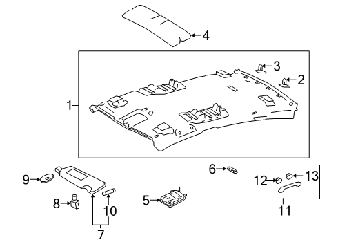 2020 Toyota Avalon Visor Assembly, Right Diagram for 74310-07030-B0