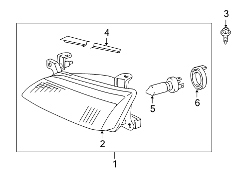 1997 Toyota Camry Passenger Side Headlight Assembly Composite Diagram for 81110-AA010