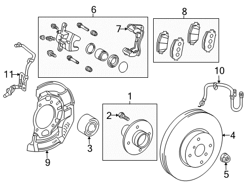 2012 Toyota Prius C Brake Components, Brakes Diagram 1 - Thumbnail