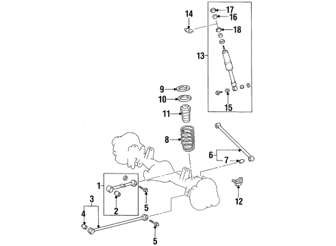 1997 Toyota Land Cruiser Bracket, Rear Shock Absorber, Upper LH Diagram for 48517-60011