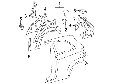 2009 Toyota Yaris Inner Structure - Quarter Panel Diagram 1 - Thumbnail