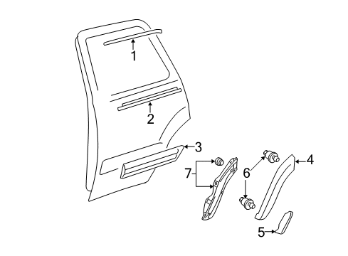 2006 Toyota Sequoia Moulding Sub-Assy, Rear Door, Outside RH Diagram for 75745-0C901