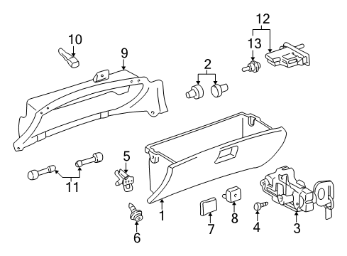 2005 Toyota Celica Bracket, Glove Compartment Door Lock Mounting Diagram for 55308-20230