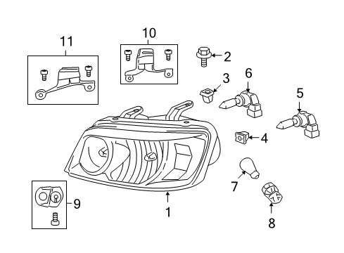 2007 Toyota Highlander Driver Side Headlight Unit Assembly Diagram for 81170-48570