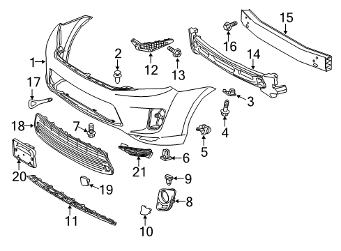 2013 Toyota Highlander Cover, Front Bumper Hole Diagram for 52128-48080