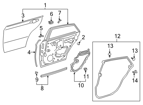 2019 Toyota Avalon Seal, Rr Door Fr Out Diagram for 67846-07010